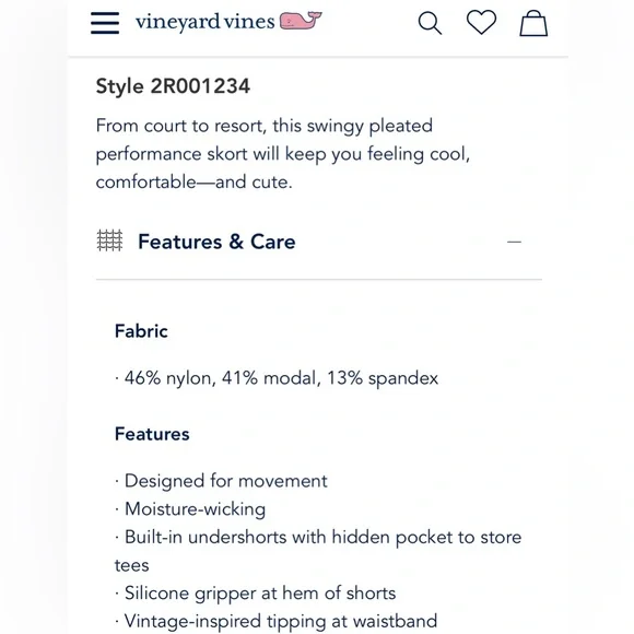 Vineyard Vines Performance Pleated Skort size XS - Picture 11 of 11